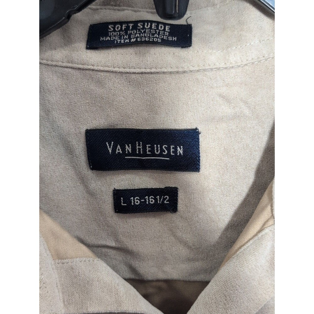 Van Heusen Soft Suede Mens L 16-1/2 Dress Shirt Long Sleeve Button Up - Picture 2 of 5
